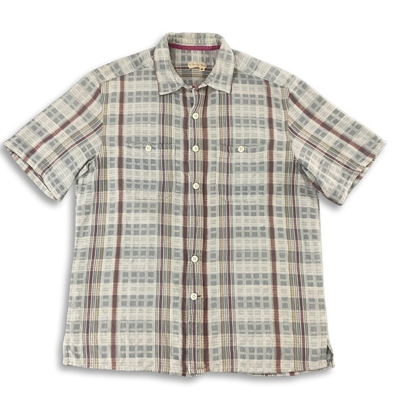Vintage Territory Ahead Y2K Shirt Mens Med Gray Red Plaid Button Up Cotton Gorp - Picture 1 of 8